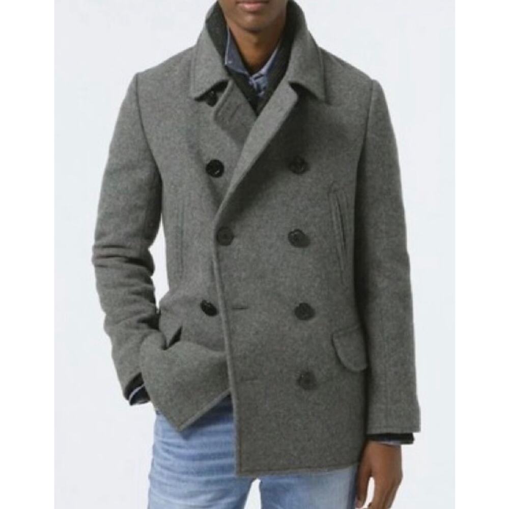 J Crew Dock Peacoat Jacket PrimaLoft Grey Men's S New Classic Preppy
